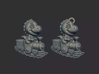 cute little dino train cnc keychain model