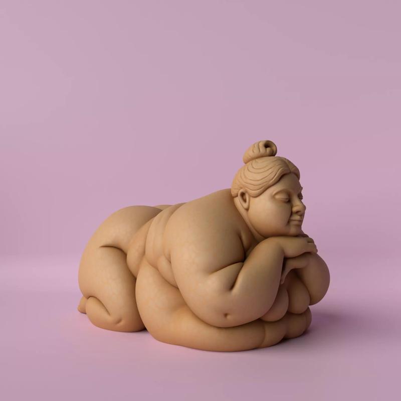 Chubby Woman Lying Down Sculpture