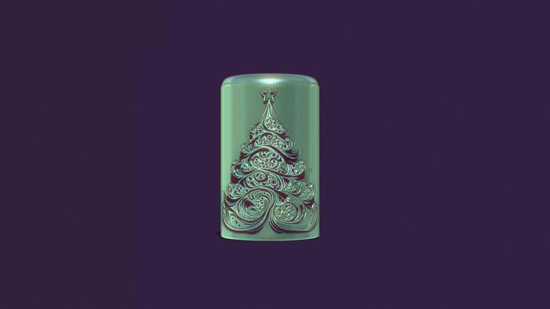 Christmas festive candle with spruce and snowflakes