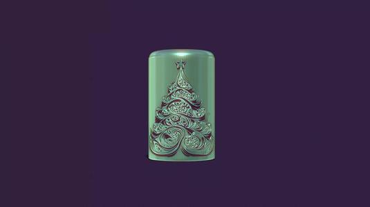 Christmas festive candle with spruce and snowflakes
