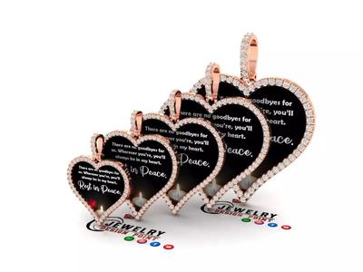 Custom Heart Picture Pendant with Diamond - Memory Pendant  3D Model Collection