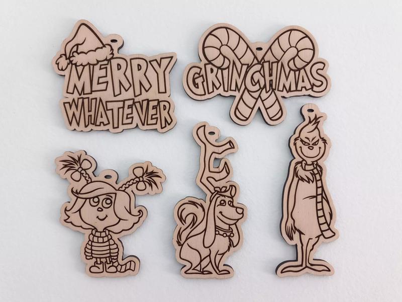 GRINCH - Xmas Christmas ornament - laser cutting and engraving
