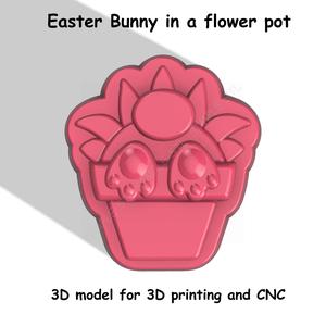 Easter Bunny in a flower pot Stl File