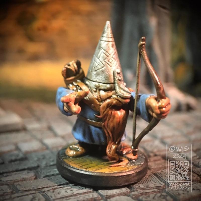 Gonk Gnome Archer, Tabletop RPG miniature or Figurine