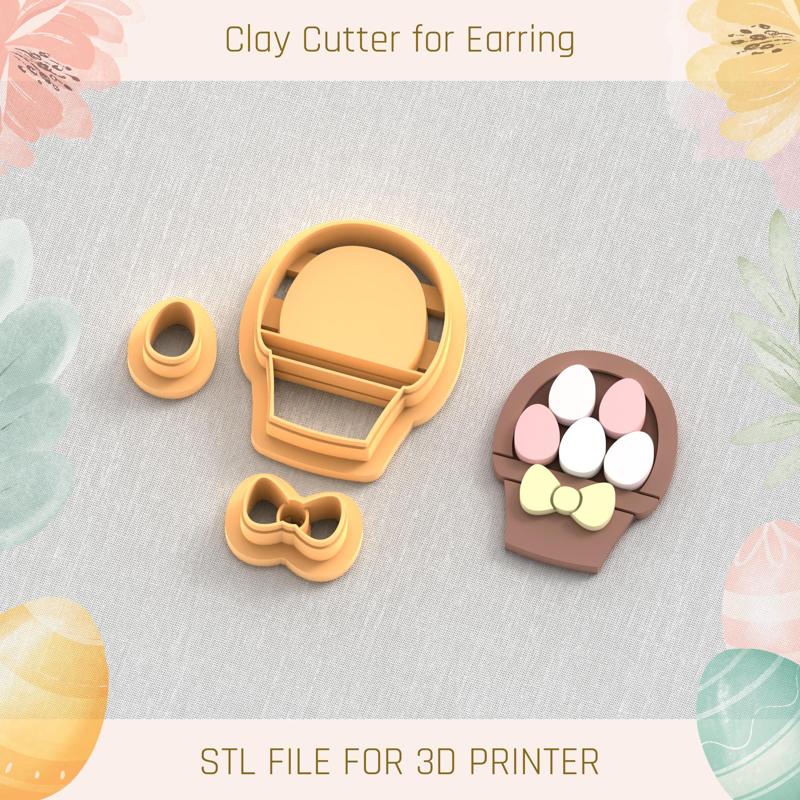 Easter Basket with Eggs EASTER POLYMER CLAY CUTTER
