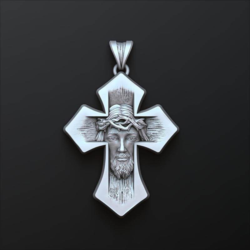 Jesus Head Cross Pendant 3D print model