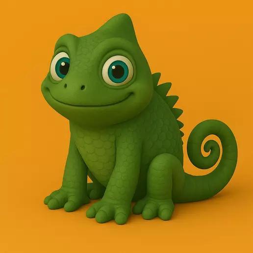 Cute Baby Chameleon STL  Cartoon Lizard 3D Model