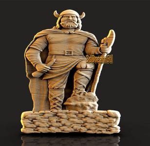 Viking statue STL model, CNC router engraver, artcam, aspire, CNC files, wood, art, wall decor, CNC