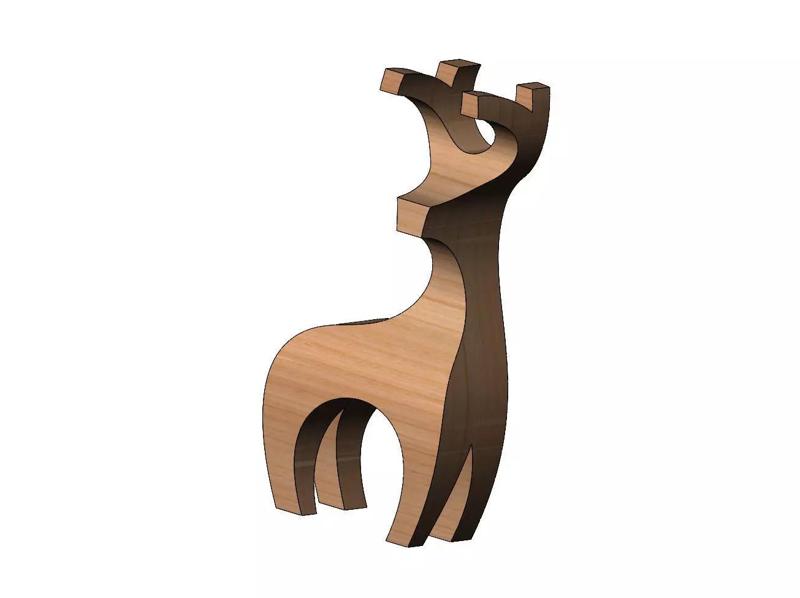 Simple bandsaw reindeer sculpture deco art toy figurine