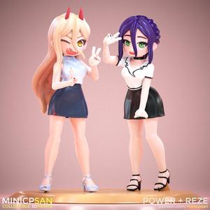 Power and Reze - Cute Weekend Outing - Chainsaw Man Anime Figure - 3D Printing