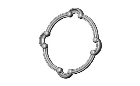 Round carved detailed corner scroll arc frame relief