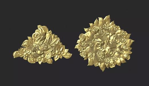 Bouquet of roses bas relief