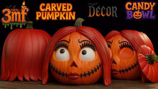 Sally Skellington Pumpkin  3 Versions Decor Carved Candy Bowl