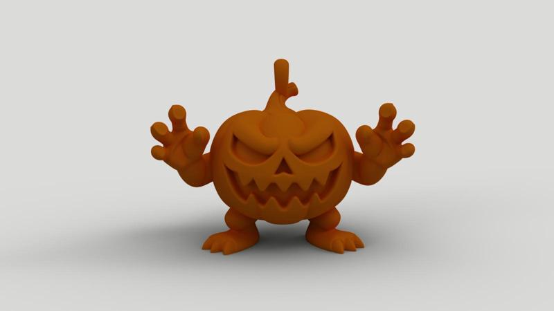 Halloween Pumpkin Monster Keychain - 3D Printable Spooky Key Ring