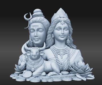 Shiva Parvati with Nandi
