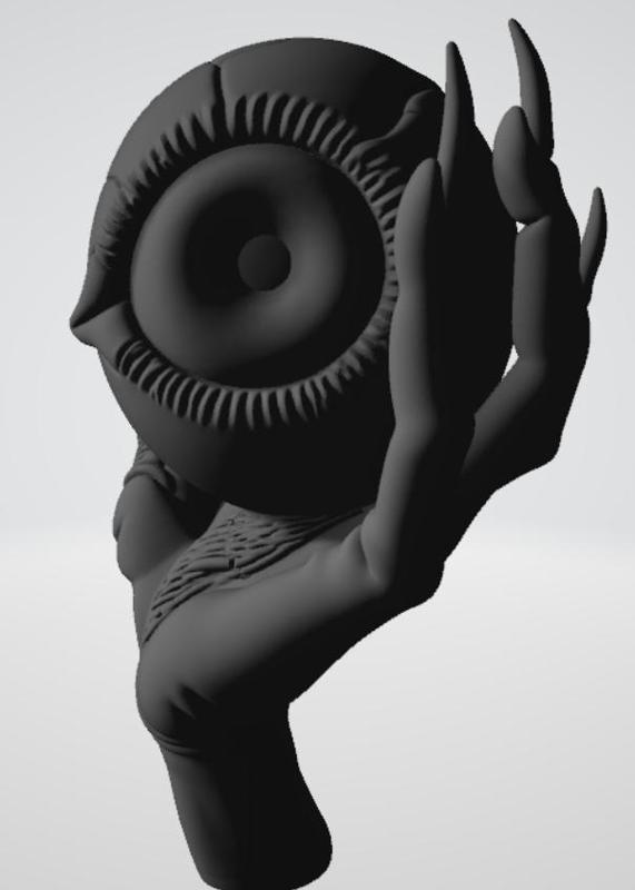 Dekor, Hand mit Auge, Halloween-Dekor, Auge, Auge in der Hand, Nägel, Nägel auf der Hand, Auge in der Hand mit Nägeln, gruseliges Dekor