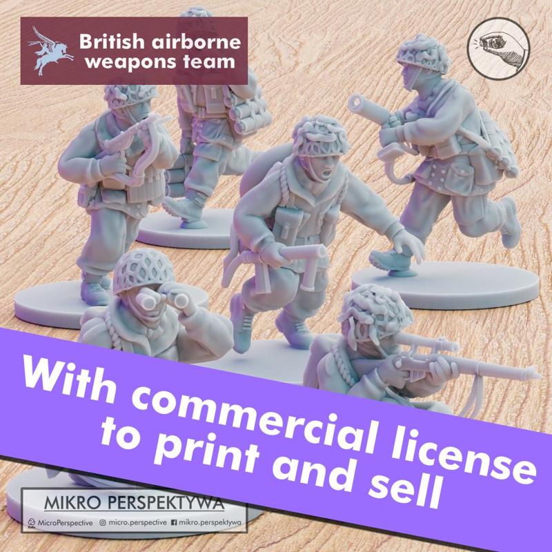 British Airborne weapons team set 28mm COMMERCIAL LICENSE