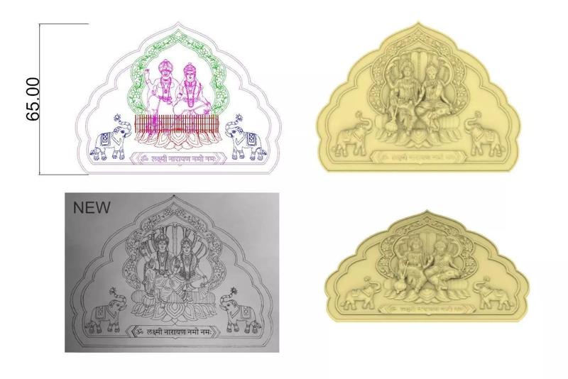 LORD LAXMI NARAYAN 3D DESIGN RELIEF FOR JEWELLERY DIE SCULPTURE