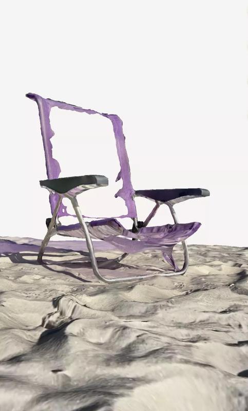 Destroyed chair on the beach
