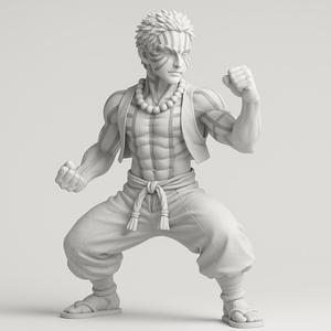 Akaza (Demon Slayer) Fan Art Statue – STL & 3MF | Support-Free Split