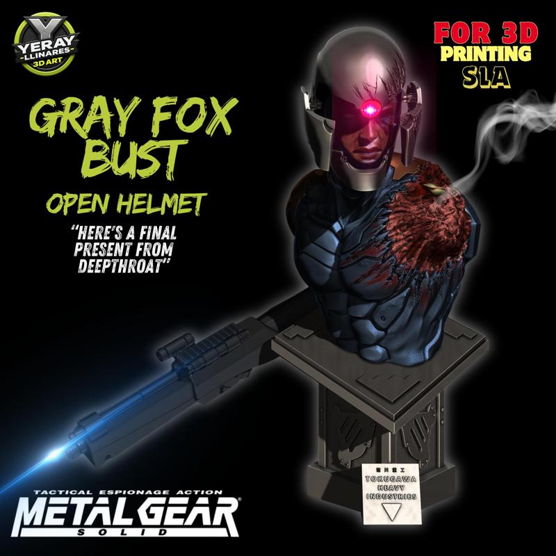 Gray Fox Bust - Open Helmet (Metal Gear Solid) | 3D Print STL