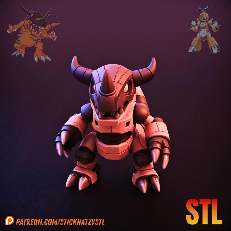 Greymon x Medabot | STL Model | Anime Fusion Fan Art