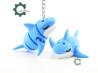 Cobotech Sleepy Shark Articulated Keychain - Cute Backpack Keychain