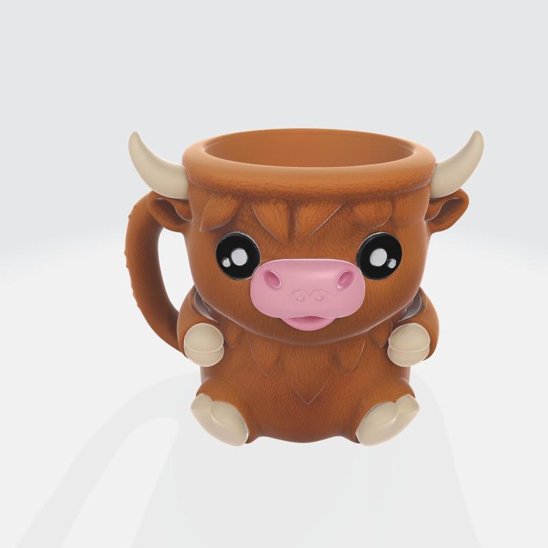 Highland Cow Mug – Cute 3D Kawaii Bull Cup