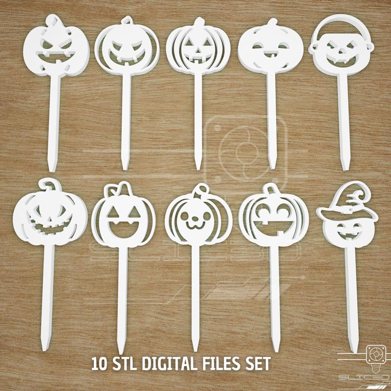 10 STL FILES PUMKIN CAKE TOPPER, HALLOWEEN CAKE TOPPER, HALLOWEEN CAKE DECORATION