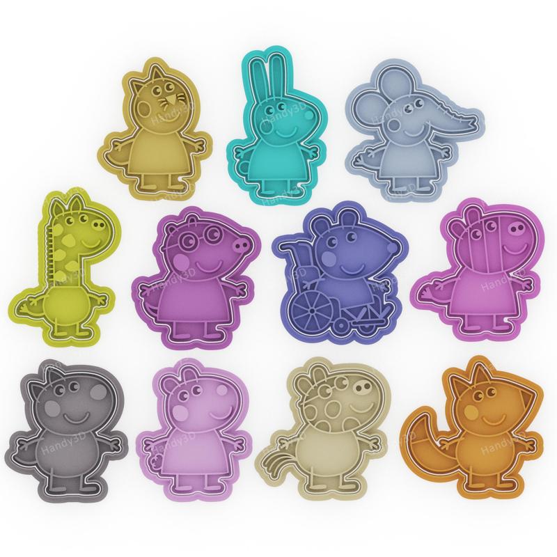 Peppa Pig Friends Cookie Cutter & Stamp Set - 11 Designs