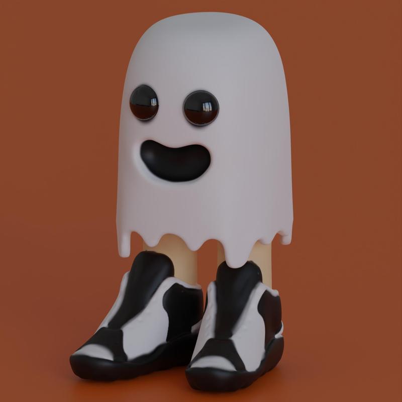 Little ghost with Halloween slippers