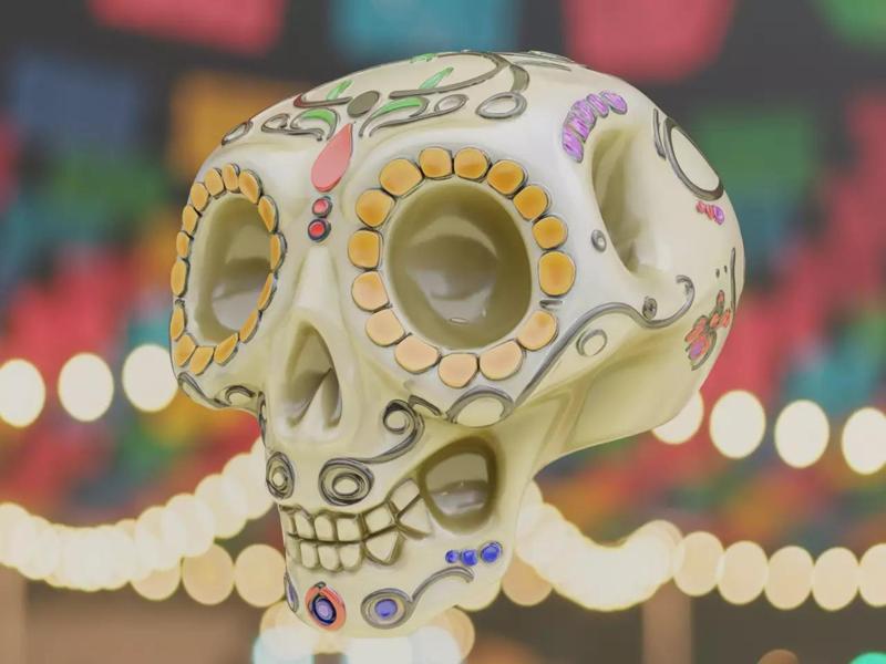 Vibrant Sugar Skull Calavera - Day of the Dead Folk Printable