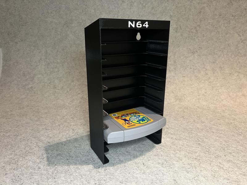 Wall stand holder for 10 N64 games cartridges (Nintendo 64)