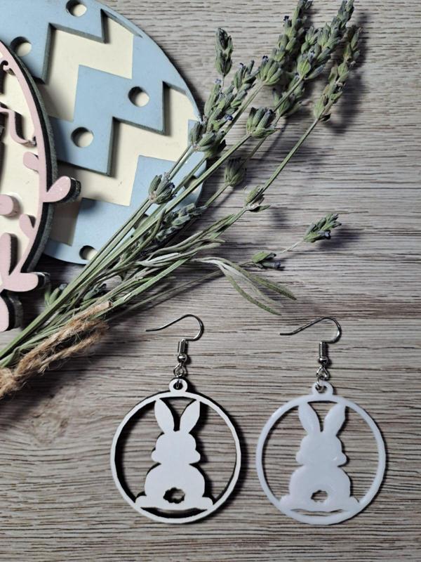 EASTER BUNNY EARRING 2 3D PRINT & LASER CUT