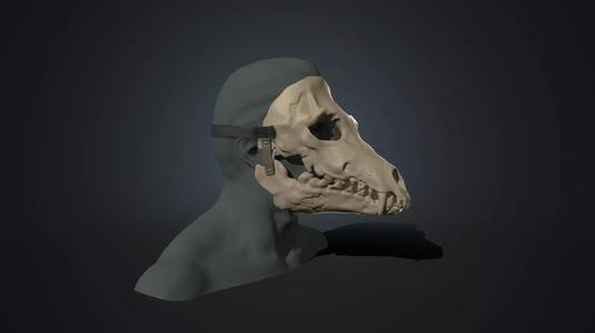 Skull mask with movable jaw