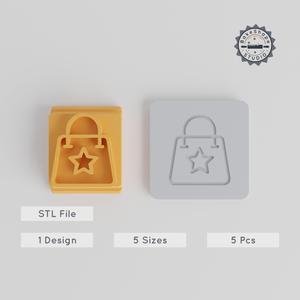 Shopping Bag Stamp Tile Set, 5 Motif Sizes, Perfect for Clay, Cookies, Fondant & Soft Materials PRODUCT_4737