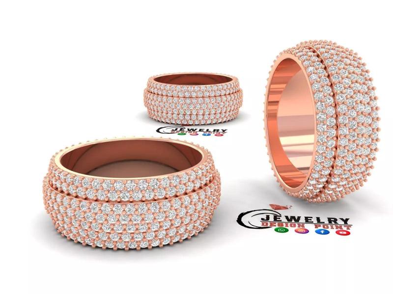 Custom Micro Pave Bling Diamond Ring - Eternity Wedding Band