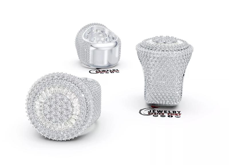 Custom Simulated Round Diamond Round Cut Hip Hop Men Pinky Ring