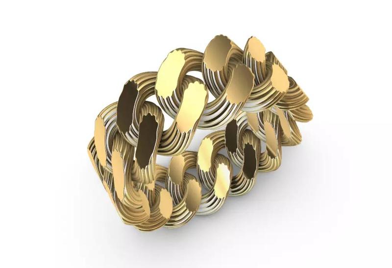 custom fluted cuban gents ring band us size 10