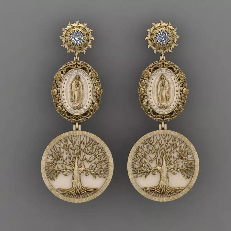 Guadalupe Our Lady with Timberland tree Earring 3D Print Model