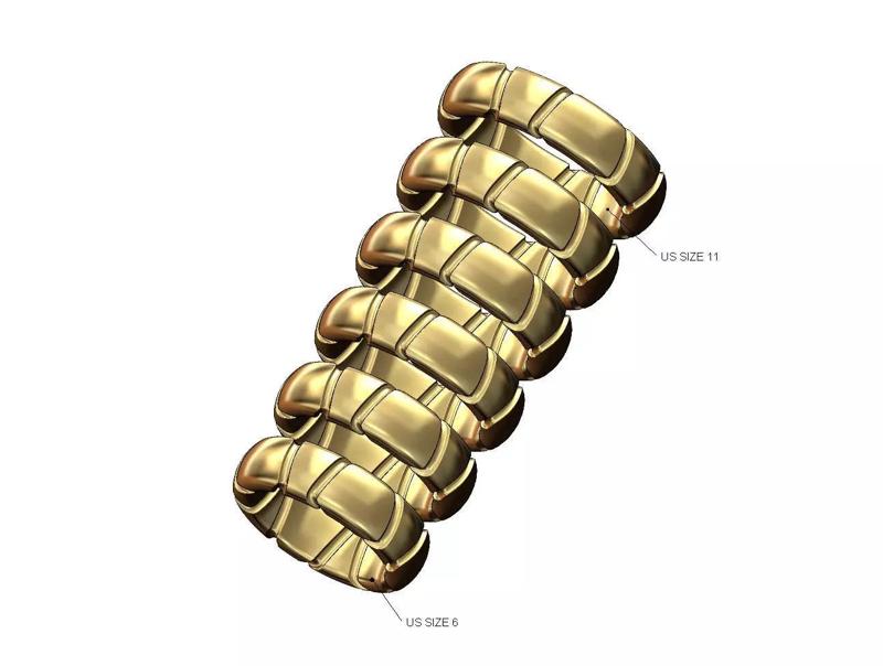 Chunky mirrored  riverstone carving cigar band US sizes 6to11