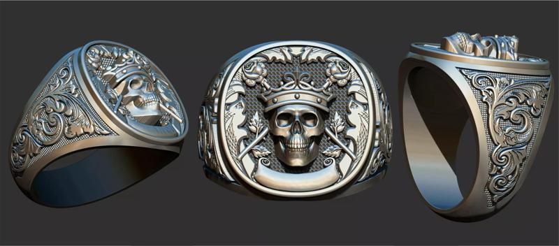 Crown Skull Arabesque Ring