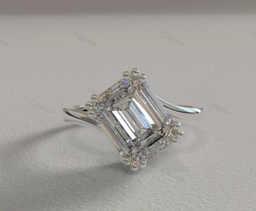 Classic Emerald-Cut Solitaire Engagement Ring - 3D Model