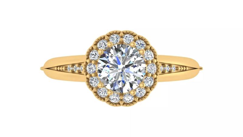 Classic Halo Round Diamond Engagement Ring