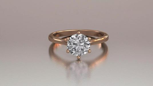 Classic 6-Prong Round Diamond Solitaire Engagement Ring 3D Model