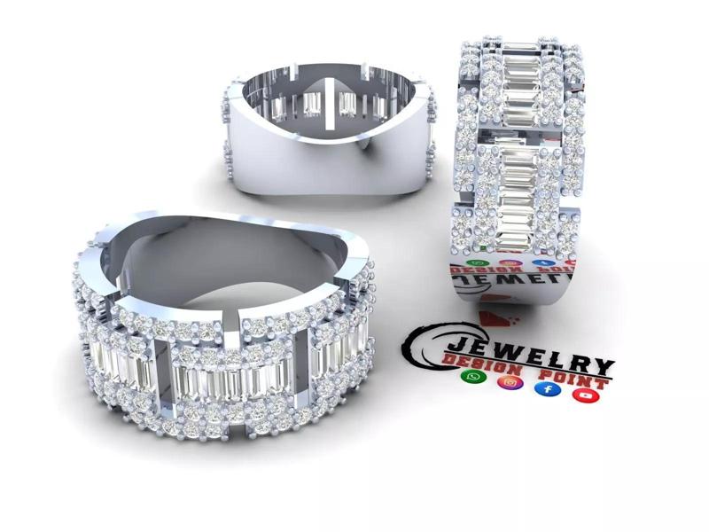 Custom Diamond Ring - Baguette with Round Diamond  Ring