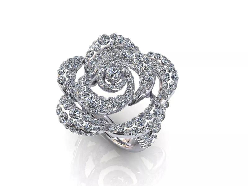 Camelia Ring Diamonds Pave