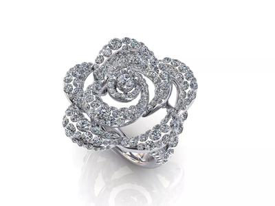 Camelia Ring Diamonds Pave