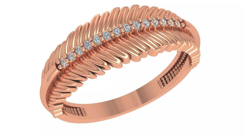 Leaf High Jewelry Cocktail Ring 3dm stl renders details