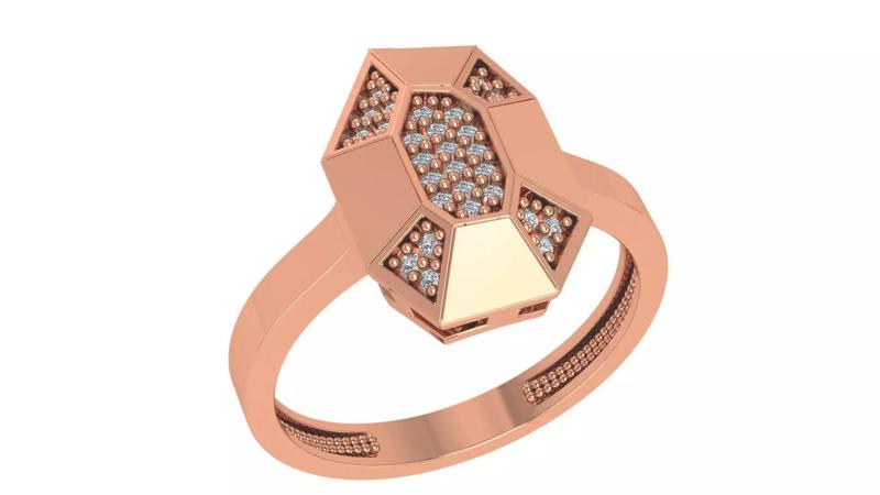 Octagon High Jewelry Cocktail Ring 3dm stl renders details
